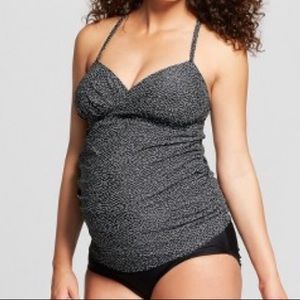 Ingrid Maternity Black & White Tankini Top, L, NWT